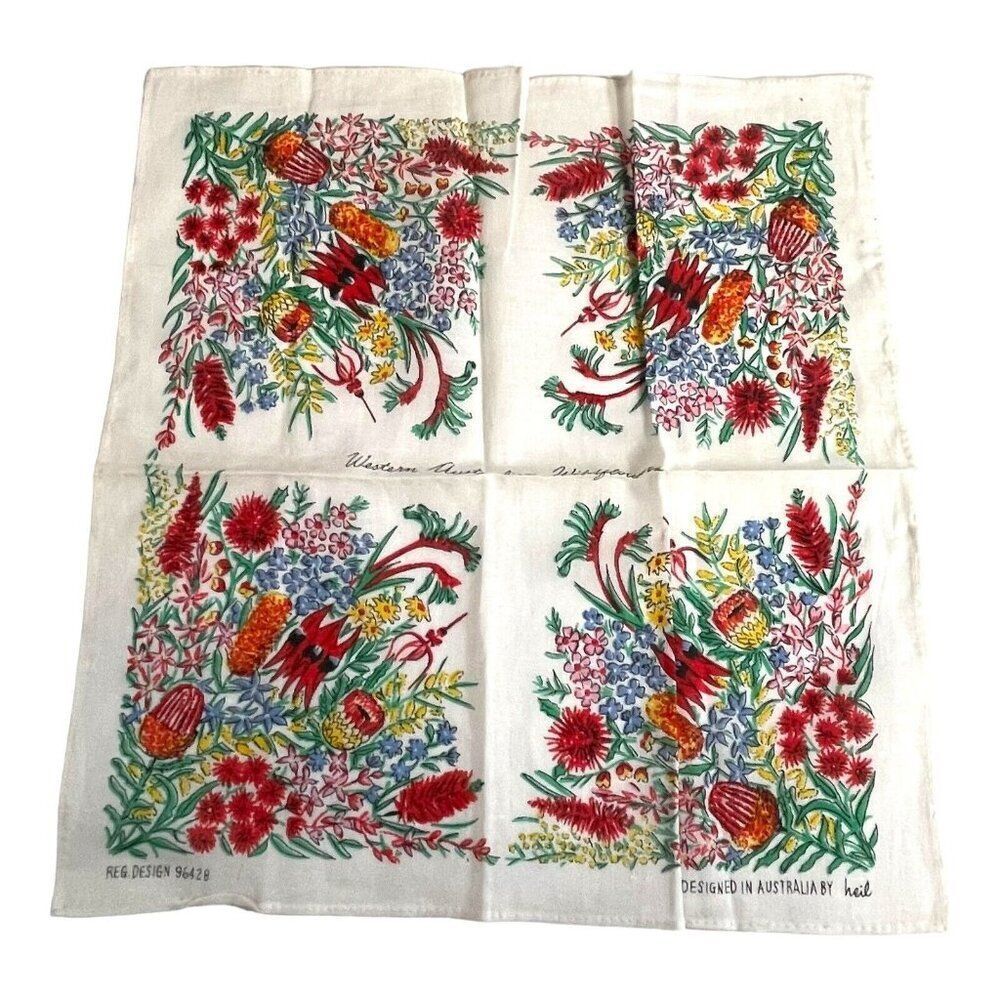 Vintage Hanky Western Australian Wildflowers Designed In By Heil Hankie Spring
